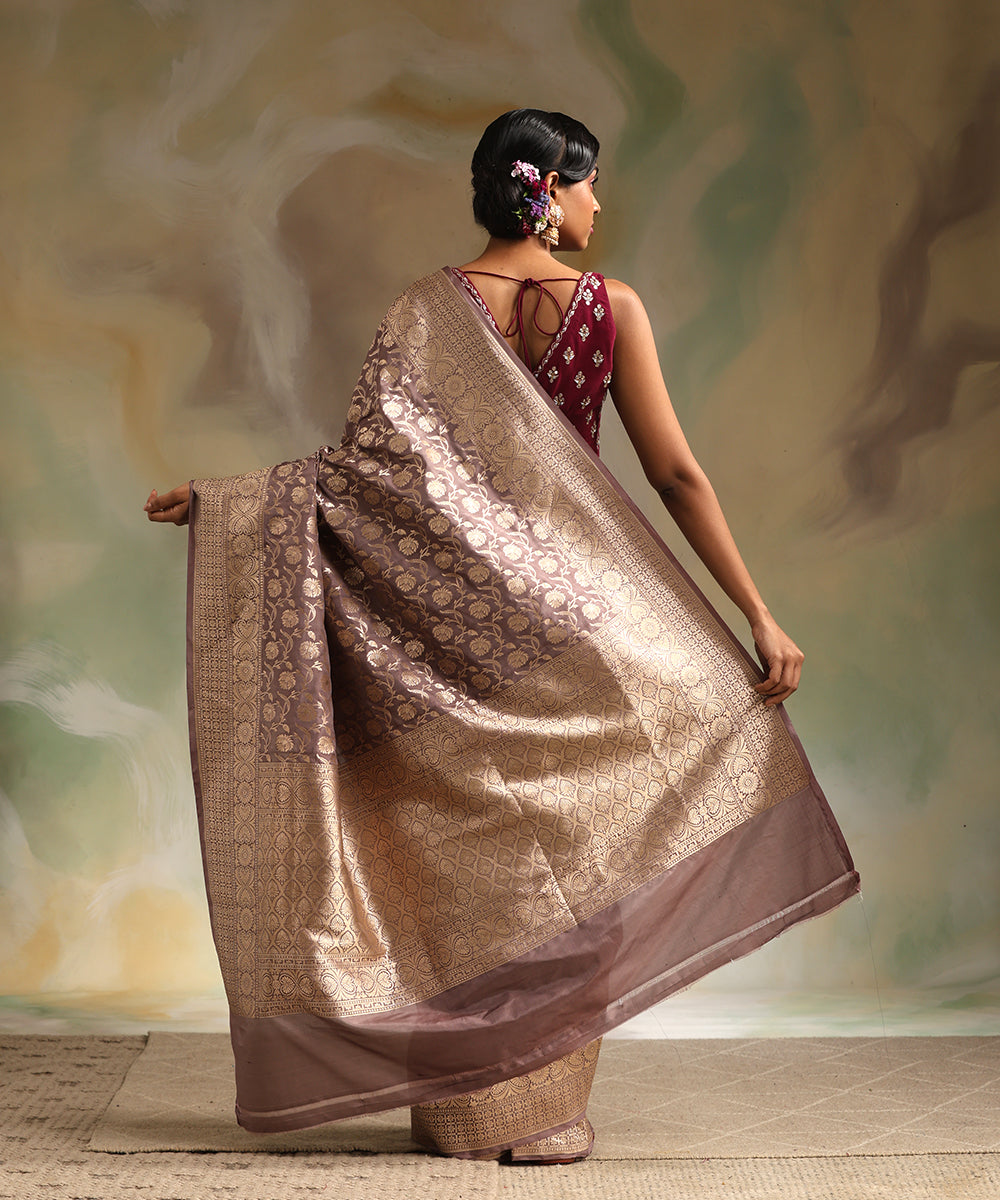 Handloom_Espresso_Pure_Katan_Silk_Banarasi_Saree_With_Cutwork_Jaal_WeaverStory_03