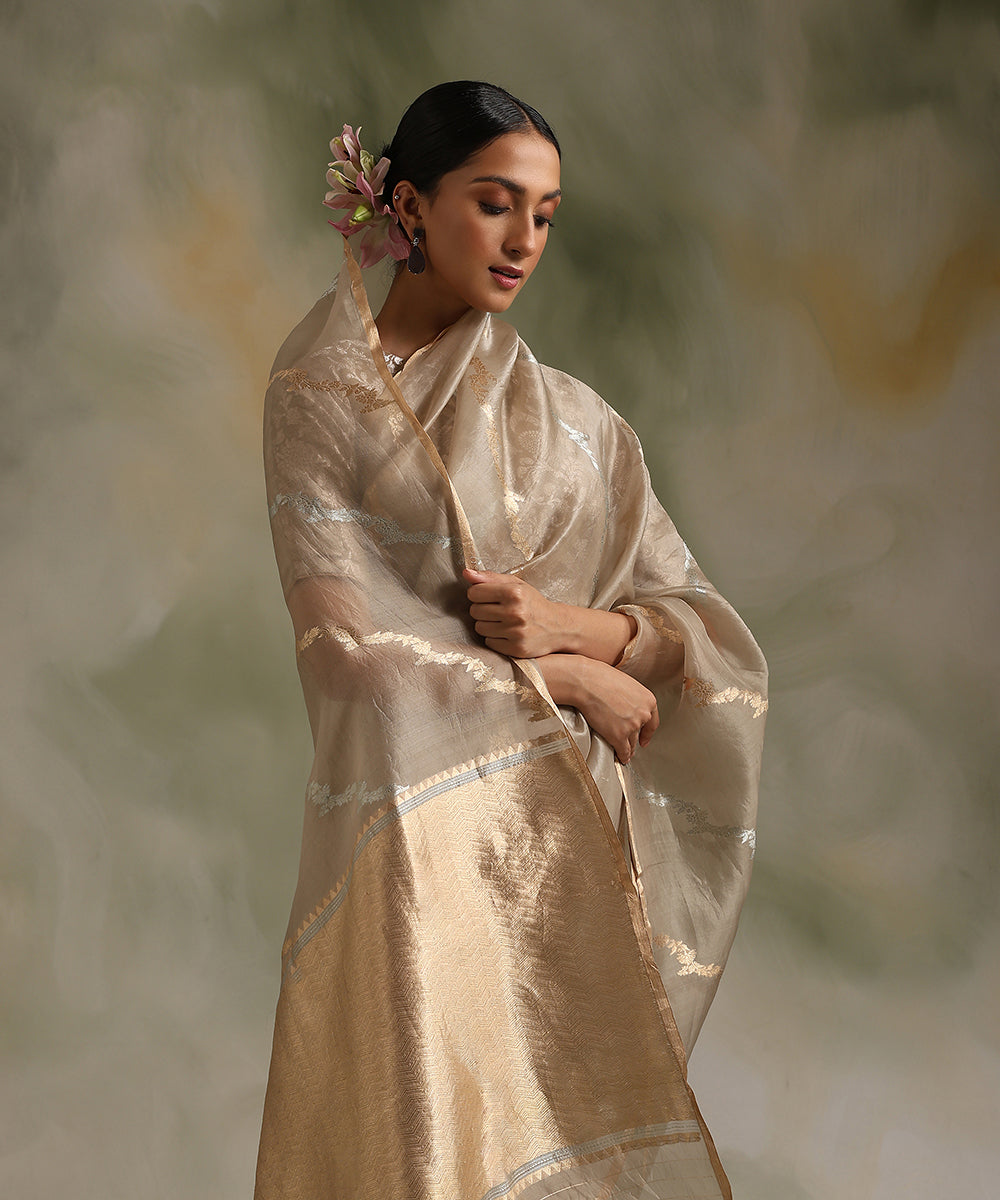 Beige_Handloom_Pure_Kora_Silk_Banarasi_Saree_With_Sona_Rupa_Aada_Jaal_WeaverStory_01