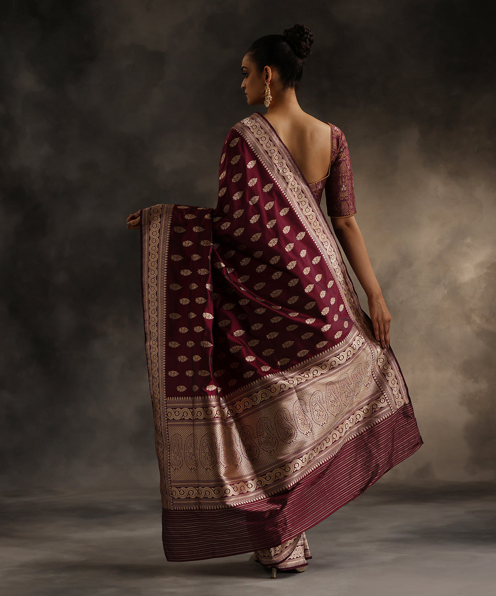 Dark_Plum_Double_Shade_Handloom_Pure_Katan_Silk_Banarasi_Saree_With_Booti_WeaverStory_03