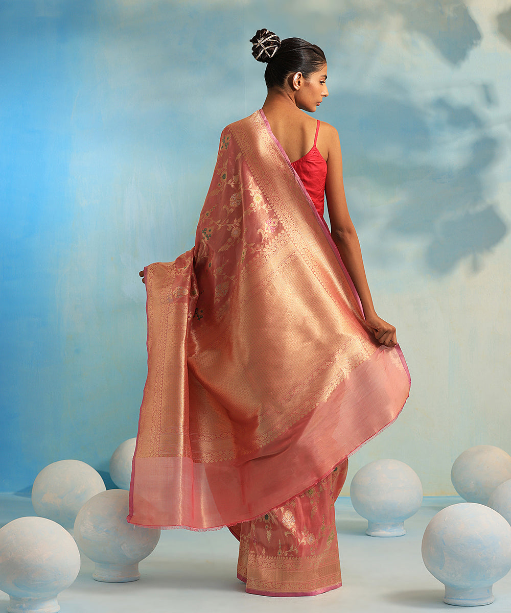 Pink_Double_Shade_Handloom_Pure_Tissue_Silk_Banarasi_Saree_With_Meerakari_Jaal_WeaverStory_03