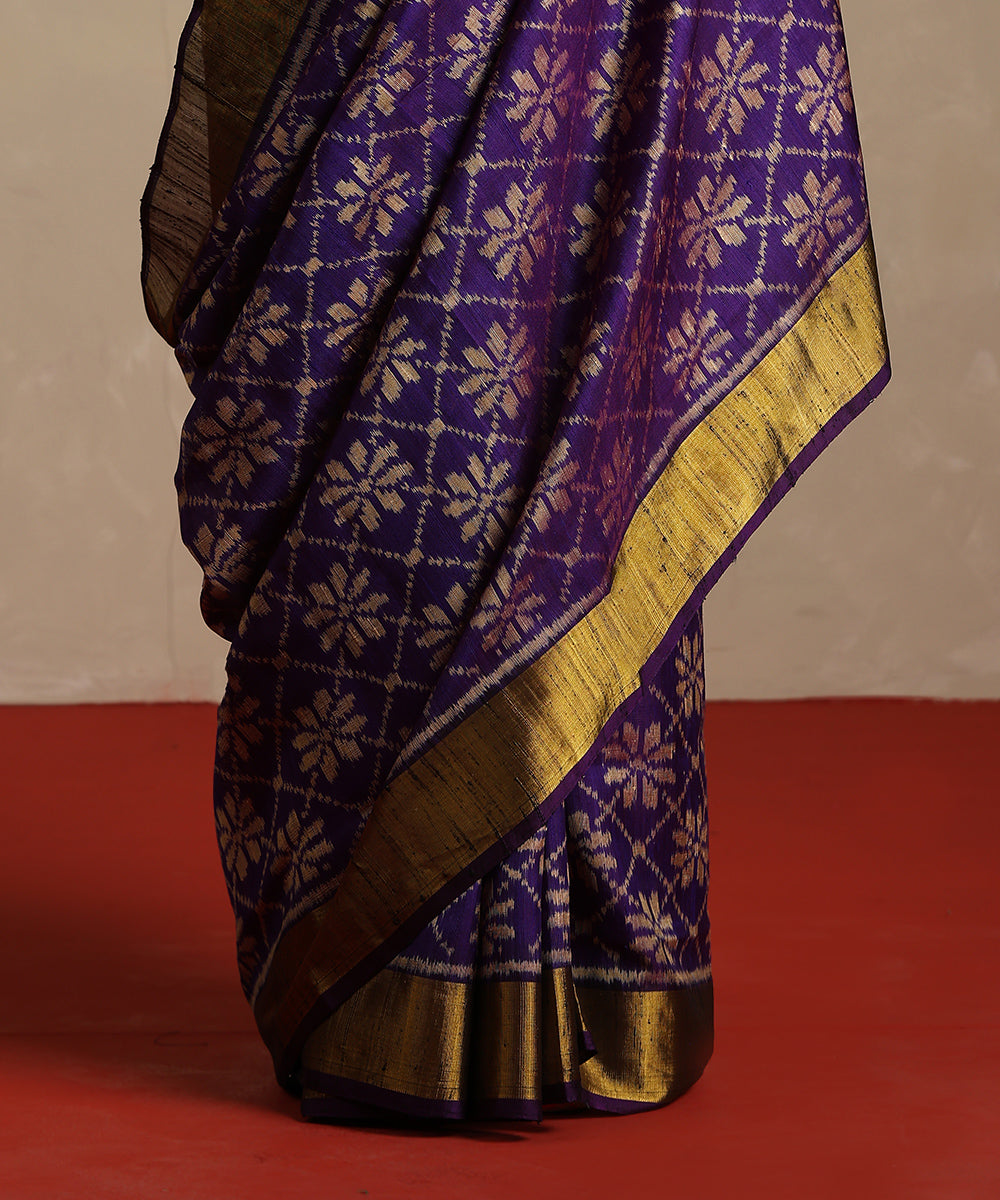 Handloom_Purple_Pure_Raw_Silk_Single_Ikat_Patola_Saree_WeaverStory_04