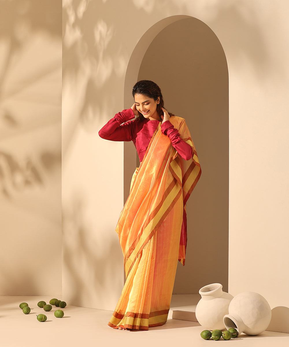 Mustard_And_Pink_Double_Shade_Handloom_Pure_Plain_Chanderi_Silk_Saree_WeaverStory_02