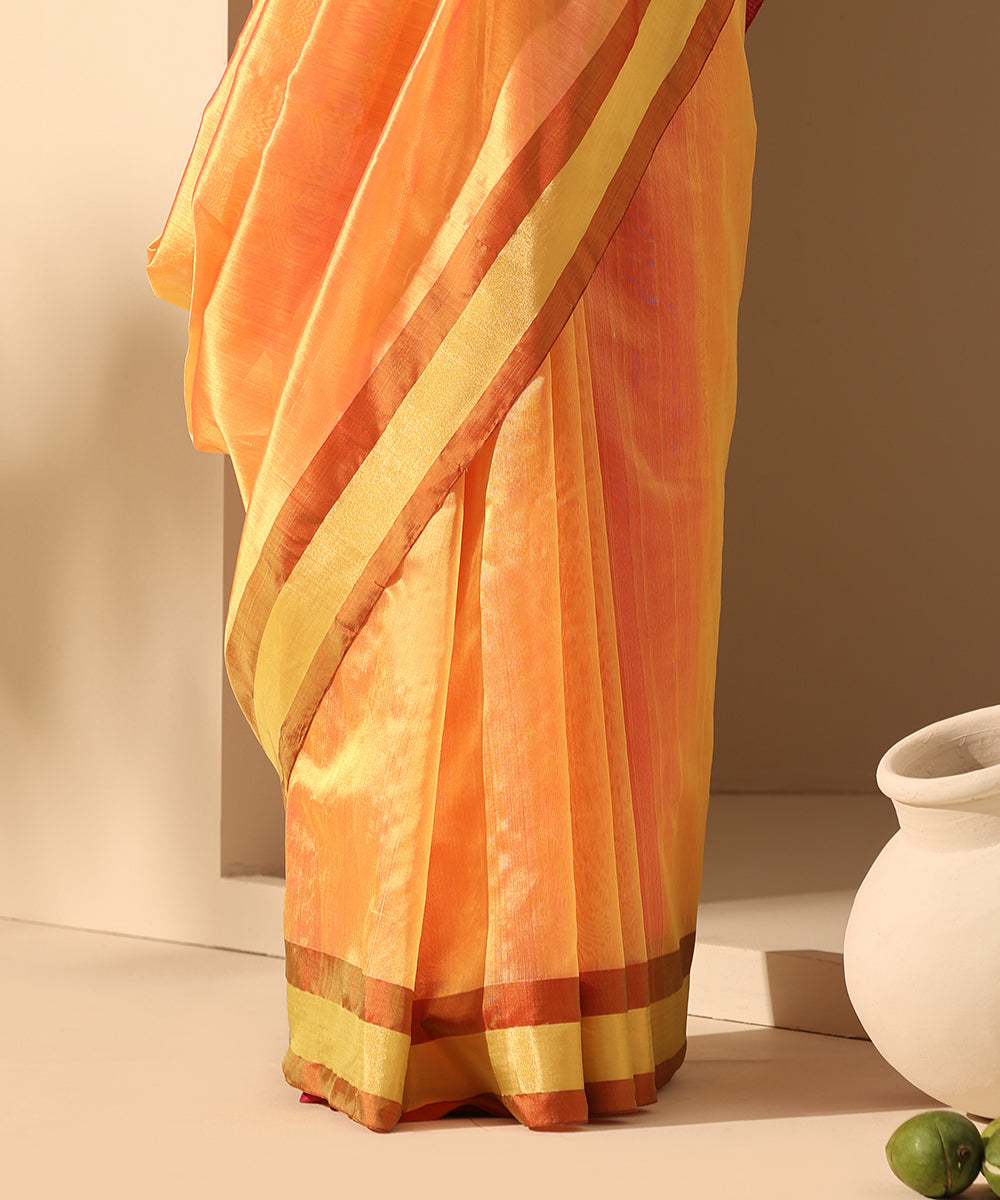 Mustard_And_Pink_Double_Shade_Handloom_Pure_Plain_Chanderi_Silk_Saree_WeaverStory_04