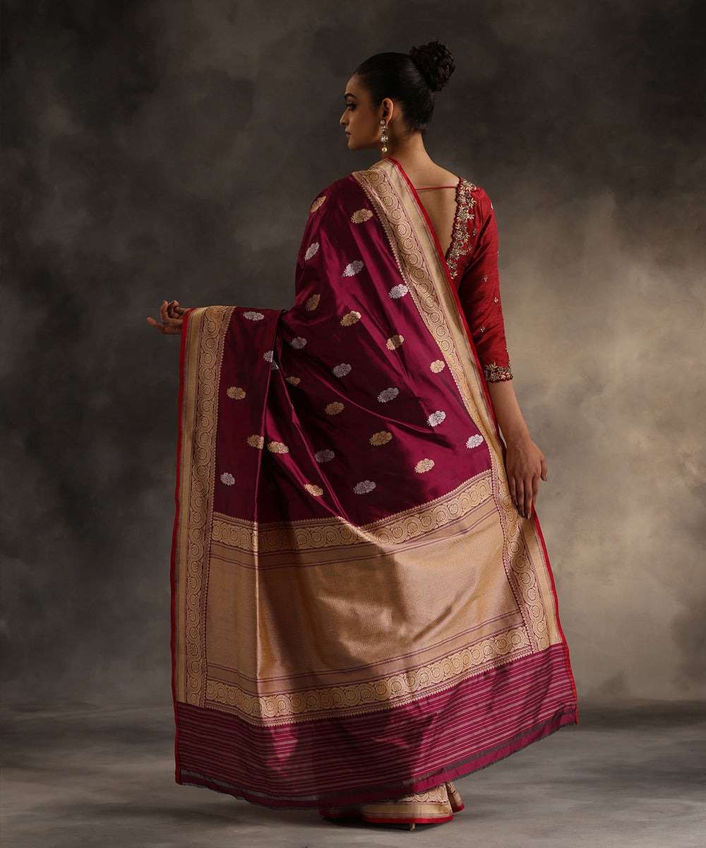 Plum_Handloom_Pure_Katan_Silk_Banarasi_Saree_With_All_Over_Sona_Rupa_Booti_WeaverStory_03