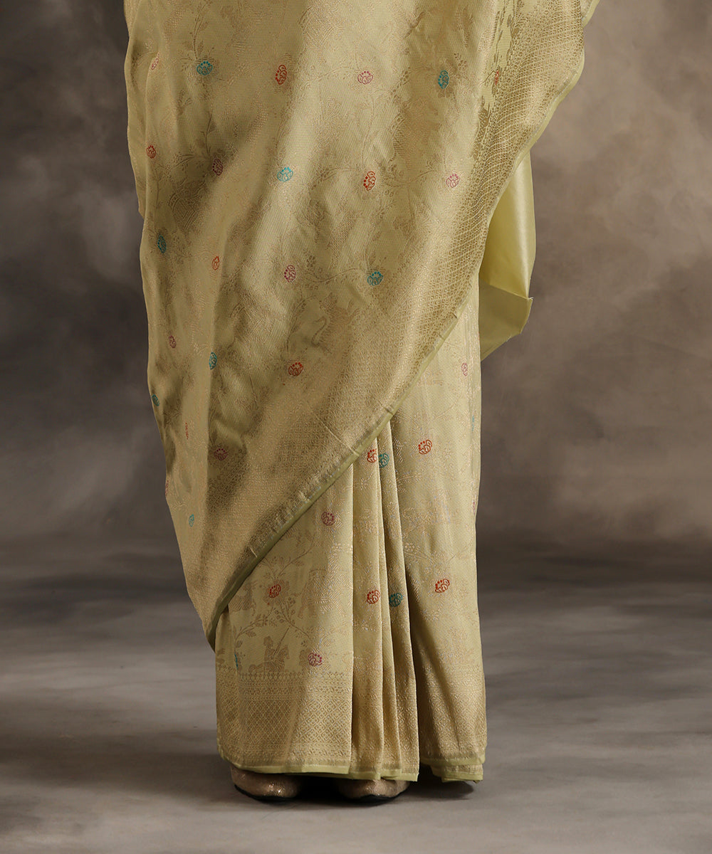 Pastel_Pista_Handloom_Pure_Katan_Silk_Kimkhab_Shikargah_Banarasi_Saree_With_Meenakari_WeaverStory_04