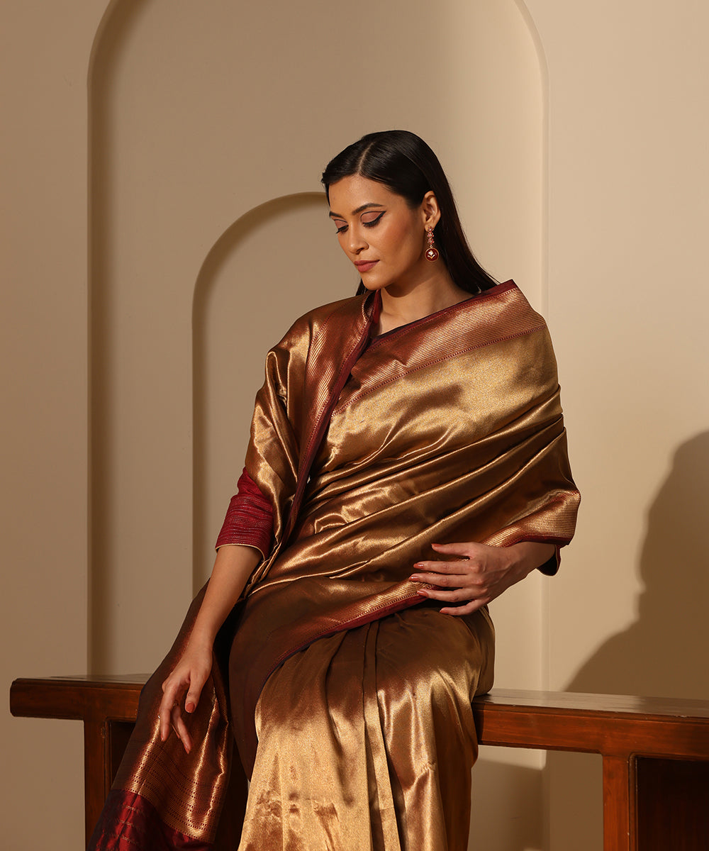 Maroon_And_Gold_Handloom_Pure_Tissue_Silk_Banarasi_Saree_With_Antique_Zari_WeaverStory_01