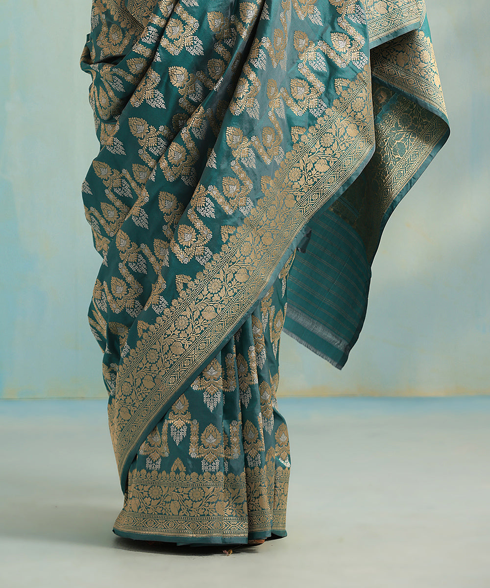 Teal_Handloom_Pure_Katan_Silk_Banarasi_Saree_With_Meenakari_Floral_Jaal_WeaverStory_04
