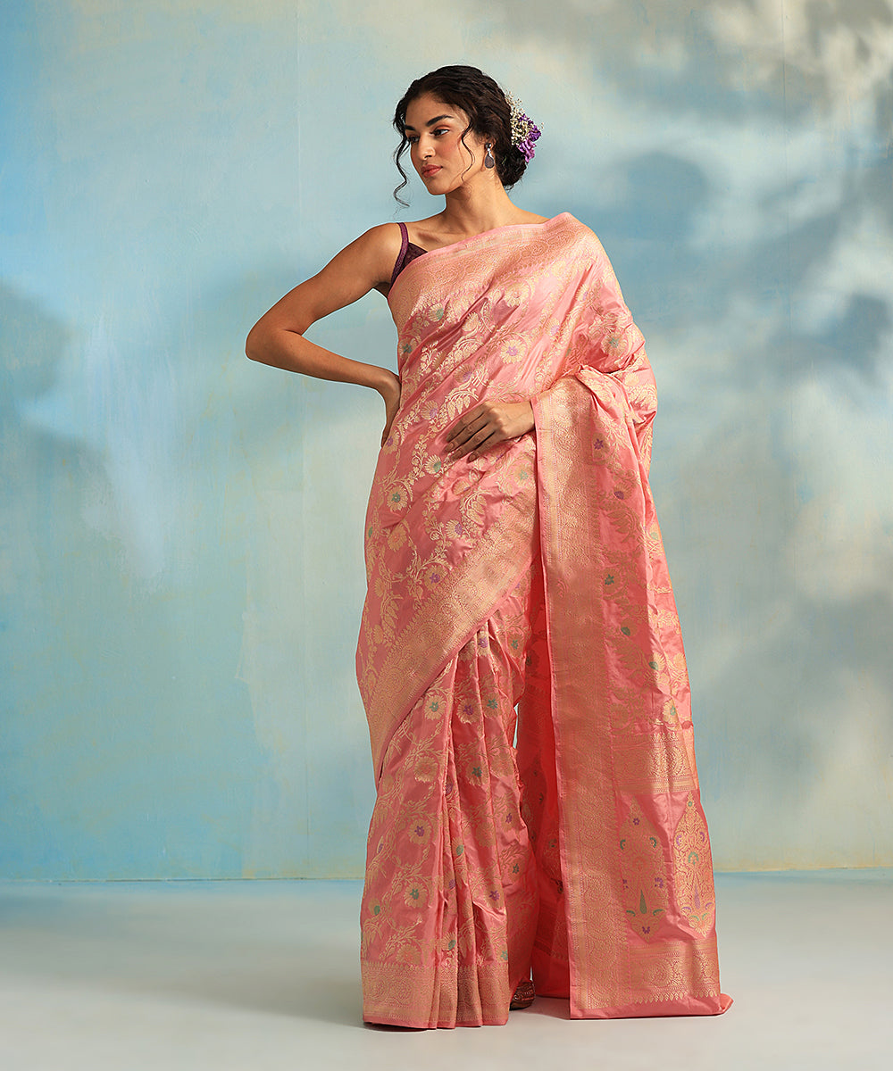 Handloom_Light_Pink_Pure_Katan_Silk_Banarasi_Saree_With_All_Over_Jangla_And_Meenakari_Work_WeaverStory_02