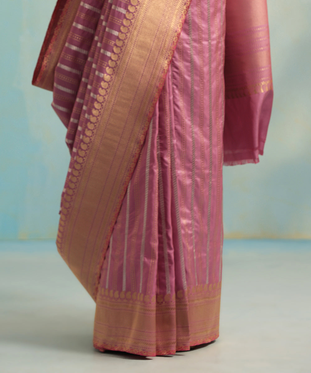 Handloom_Mauve_Pure_Katan_Silk_Banarasi_Saree_With_Gold_And_Silver_Zari_Stripes_WeaverStory_04