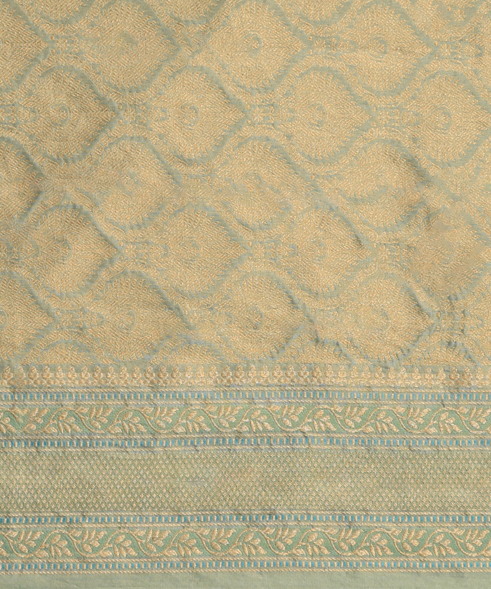 Handloom_Salmon_Pink_Pure_Kora_Tissue_Banarasi_Saree_With_Border_In_Teal_Green_WeaverStory_05