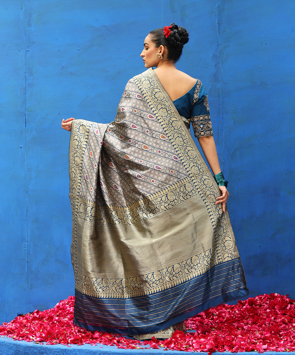 Blue_Handloom_Pure_Katan_Silk_Meenakari_Banarasi_Saree_With_Aada_Bel_WeaverStory_03