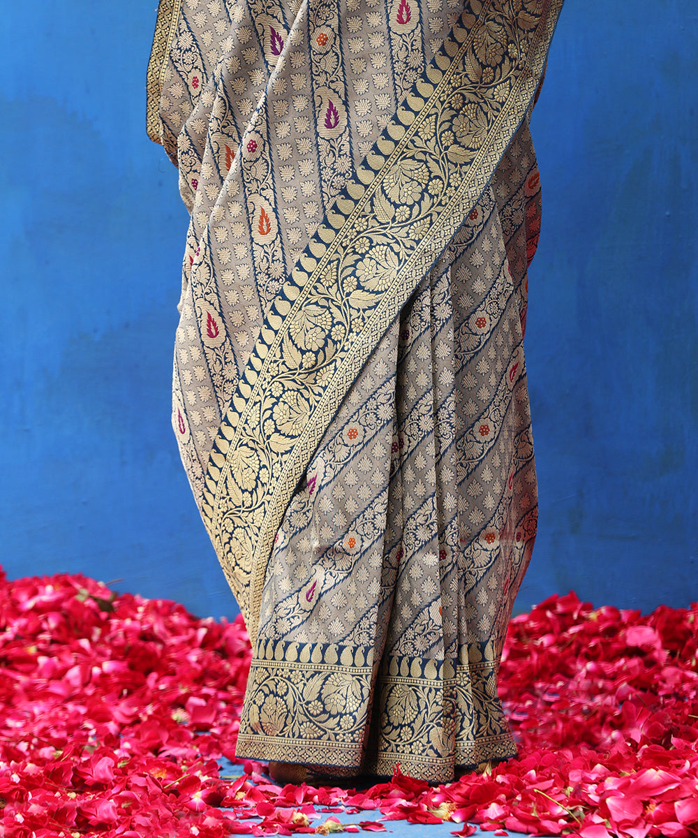 Blue_Handloom_Pure_Katan_Silk_Meenakari_Banarasi_Saree_With_Aada_Bel_WeaverStory_04