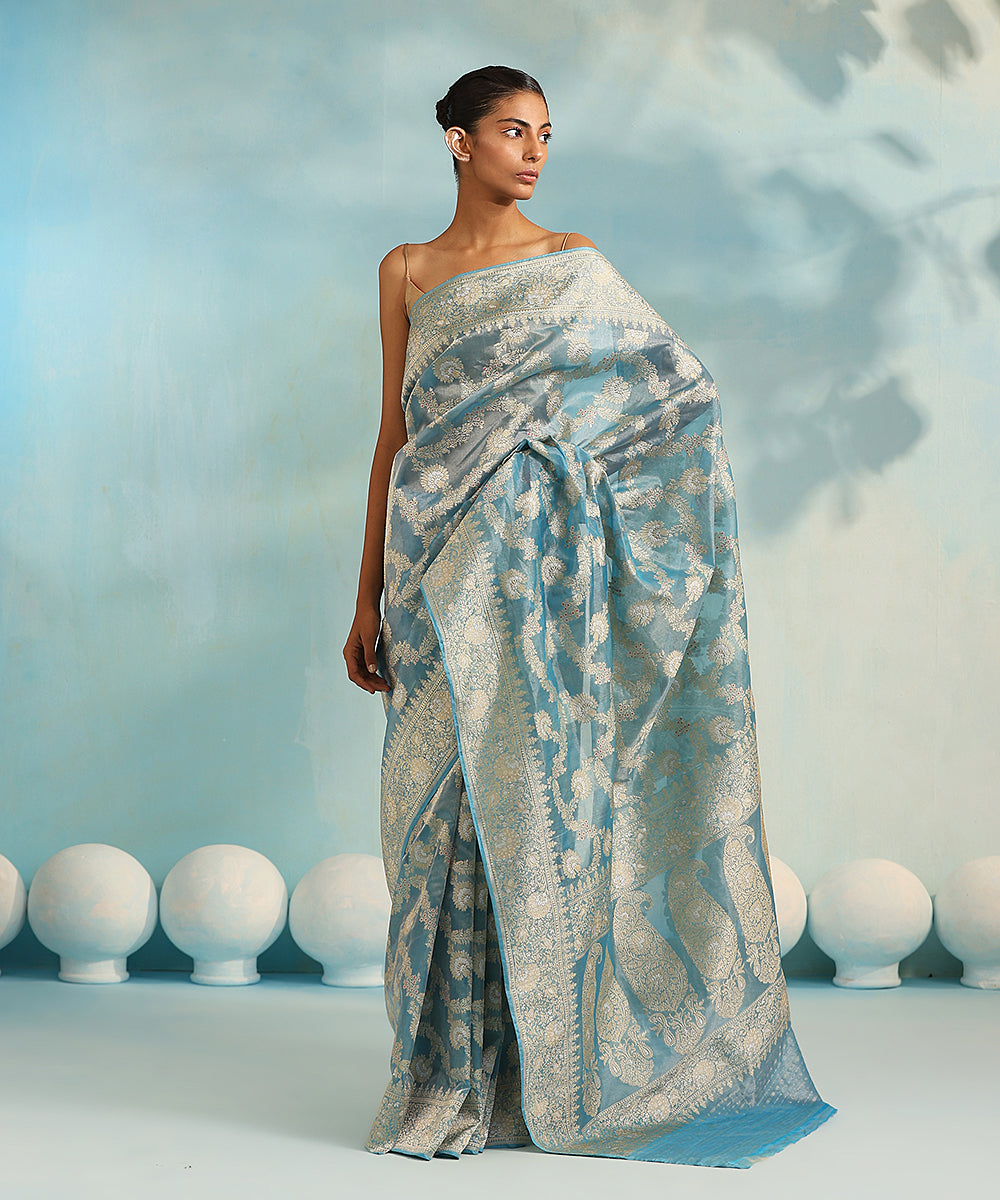 Turquoise_Blue_Handloom_Pure_Kora_Silk_Banarasi_Saree_With_Kadhwa_Jaal_WeaverStory_02