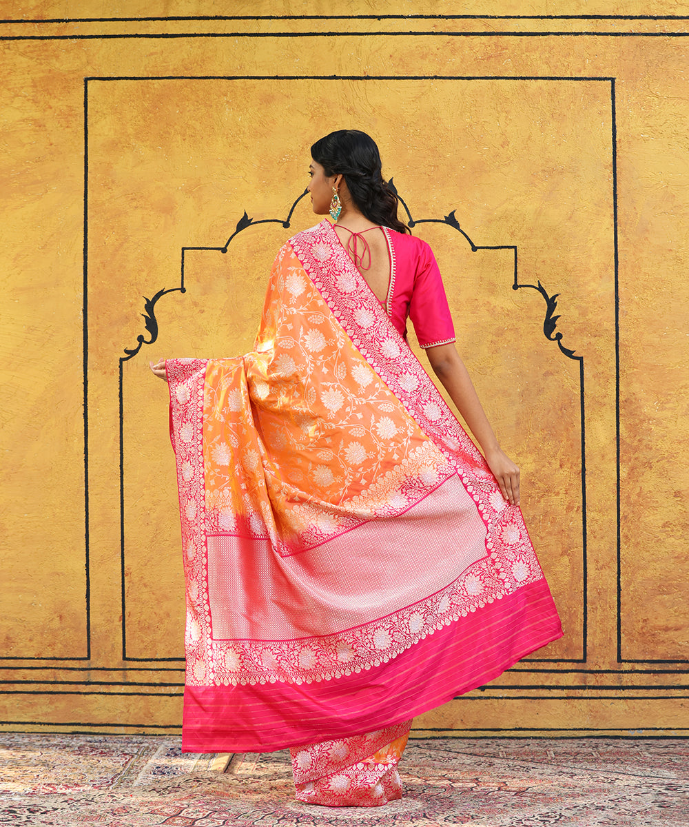 Orange_Dual_Tone_Handloom_Pure_Katan_Silk_Banarasi_Saree_With_Pink_Border_WeaverStory_03