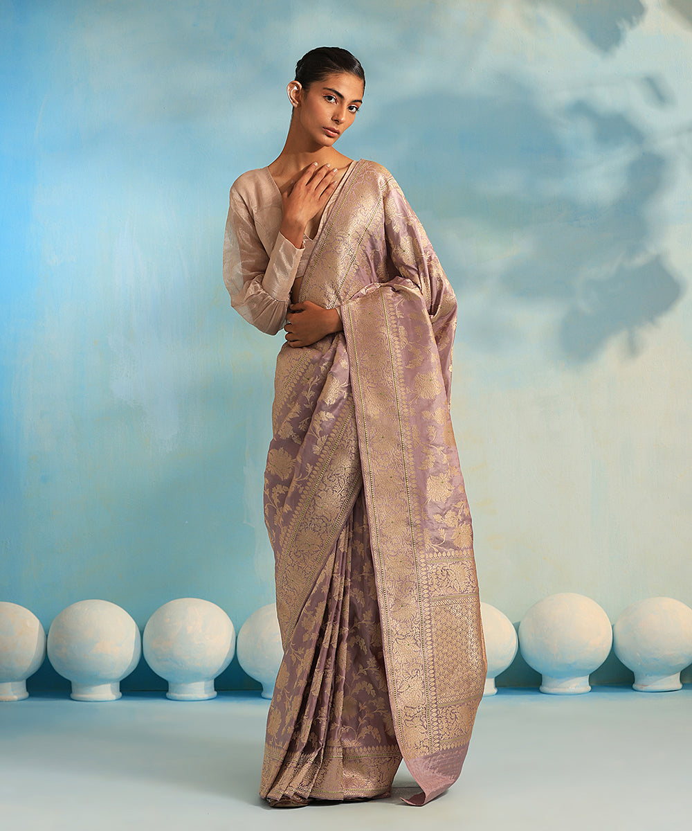 Handloom_Mauve_Pure_Katan_Tissue_Banarasi_Saree_With_Green_Delicate_Meenakari_WeaverStory_02