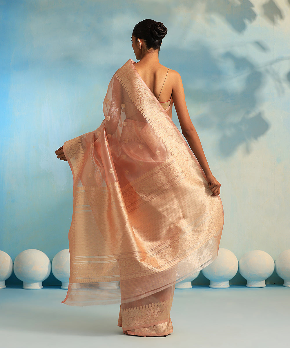 Light_Peach_And_Gold_Pure_Kora_Tissue_Banarasi_Saree_With_Kadhwa_Booti_WeaverStory_03