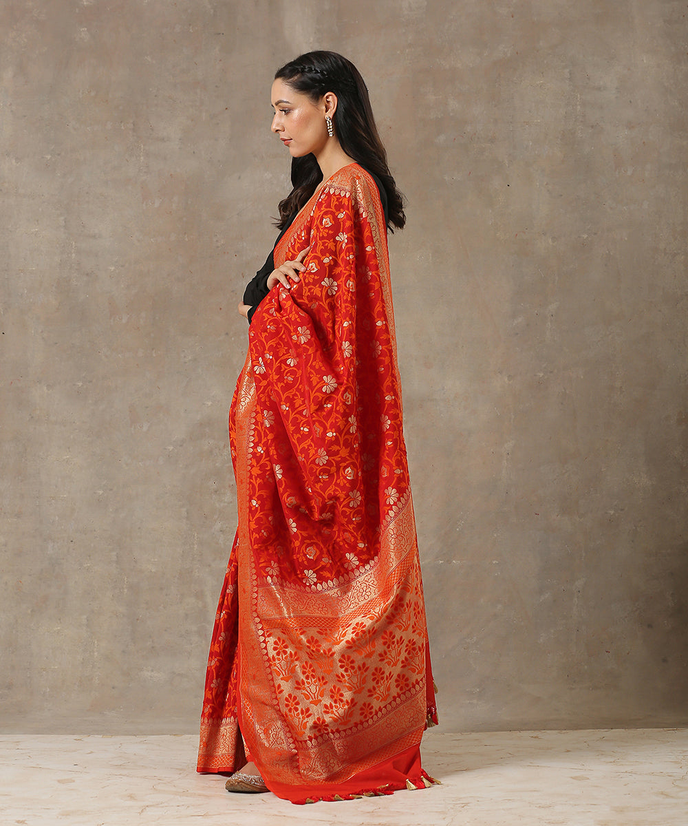 Handloom_Orange_Katan_Georgette_Banarasi_Patola_Saree_with_Cutwork_Weave_WeaverStory_03