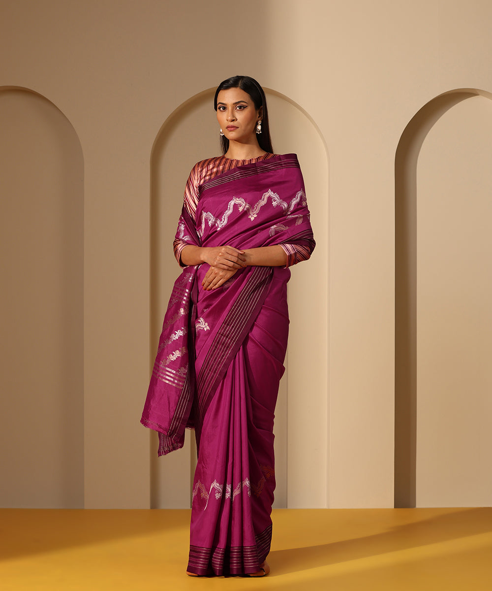 Handloom_Plum_Pure_Katan_Silk_Banarasi_Saree_With_Kadhwa_Chevron_Border_WeaverStory_02