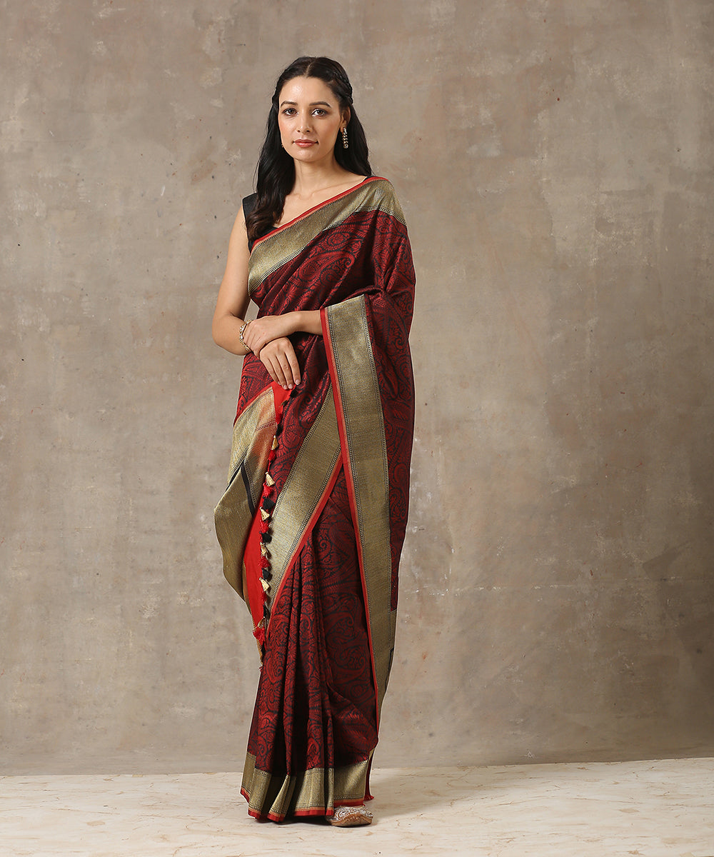 Black_and_Red_Handloom_Katan_Georgette_Jamawar_Banarasi_Saree_WeaverStory_02