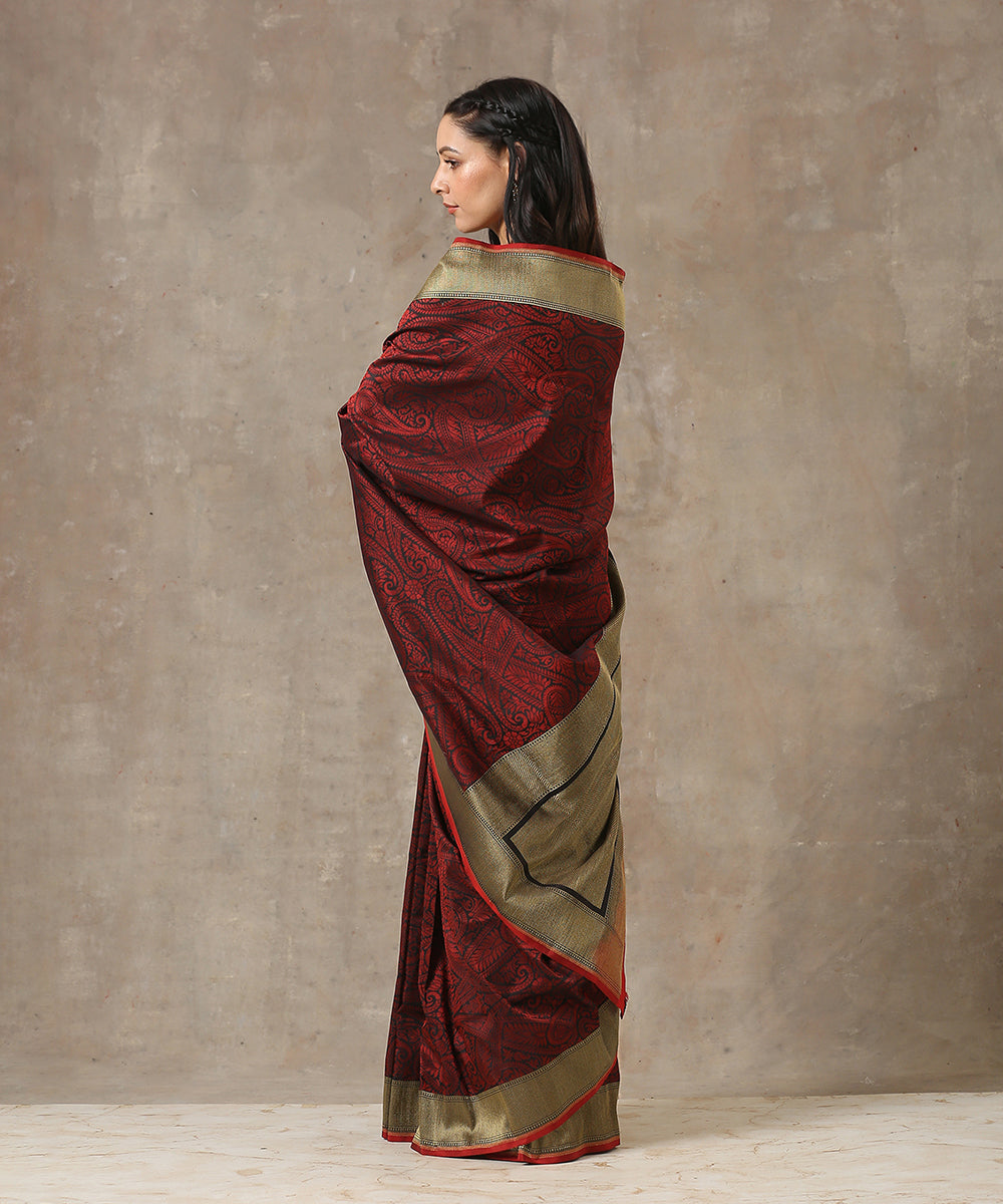 Black_and_Red_Handloom_Katan_Georgette_Jamawar_Banarasi_Saree_WeaverStory_03