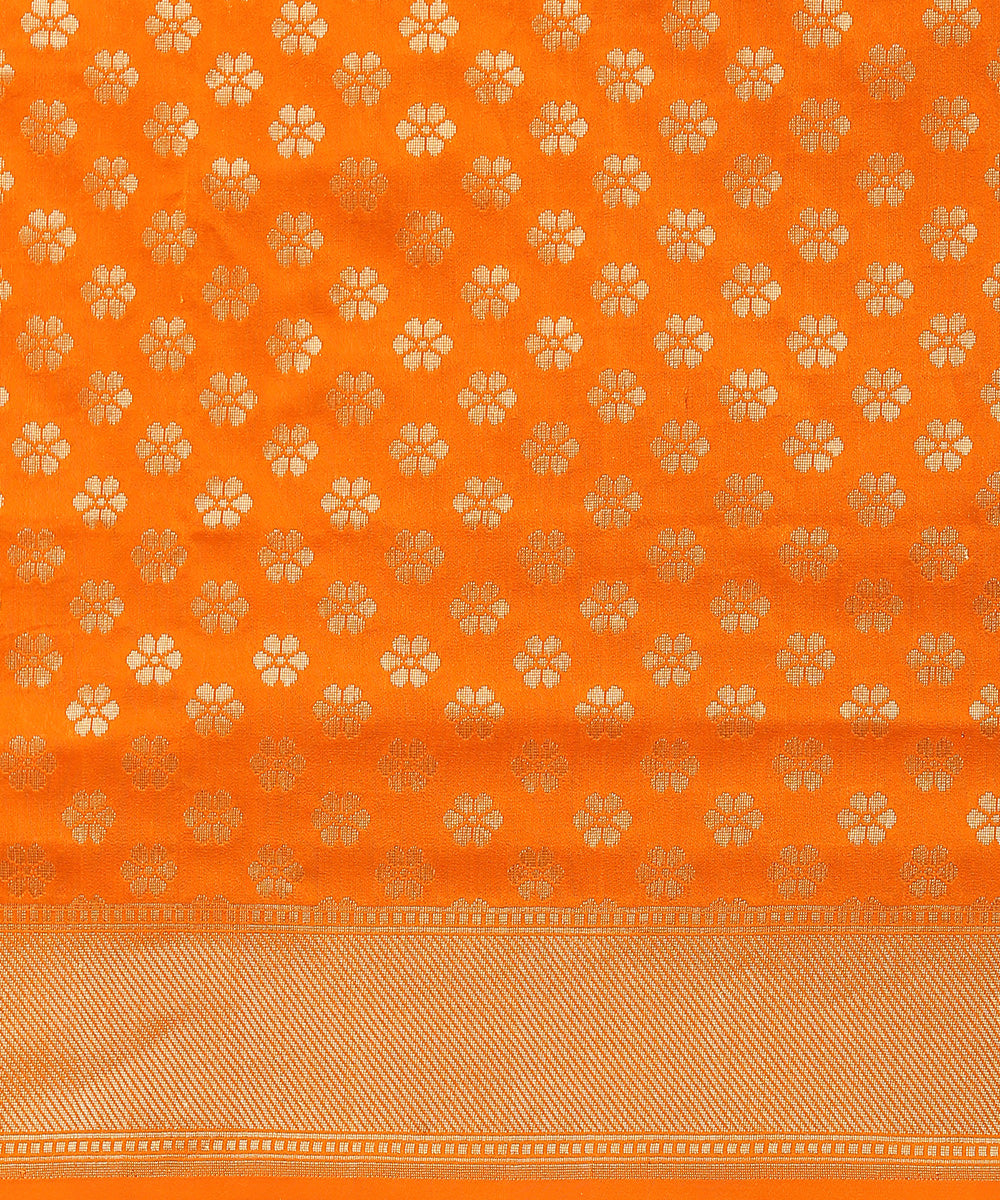 Orange_Handloom_Katan_Georgette_Jamawar_Banarasi_Saree_WeaverStory_05