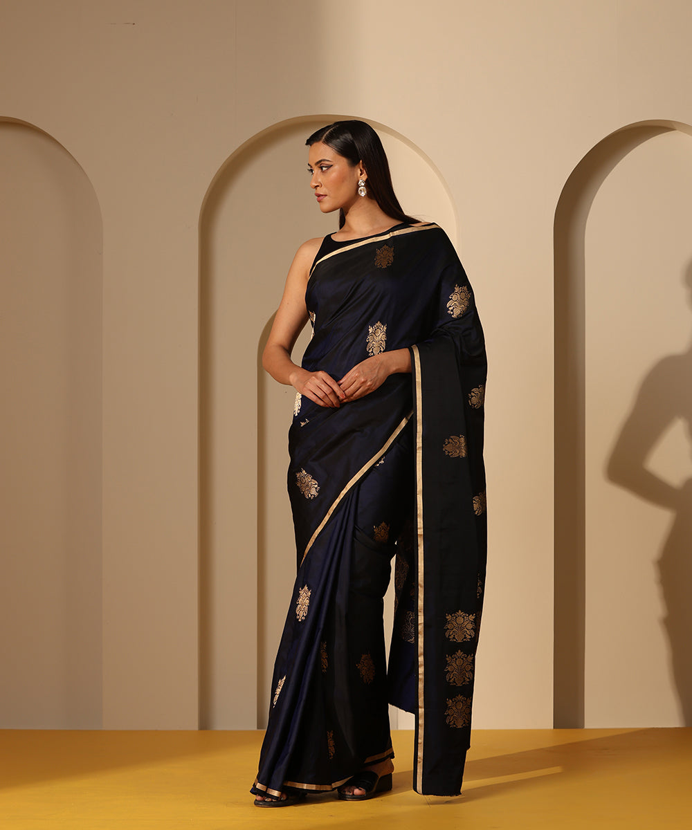 Black_Handloom_Pure_Satin_Silk_Banarasi_Saree_With_Kadhwa_Boota_WeaverStory_02