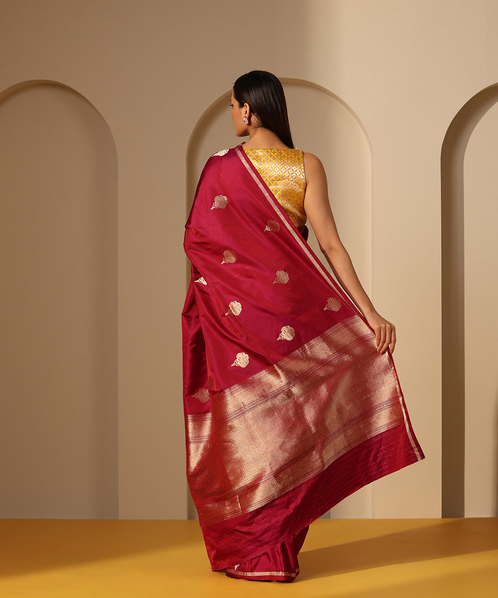 Handloom_Wine_Pure_Satin_Silk_Banarasi_Saree_With_Kadhwa_Boota_WeaverStory_03