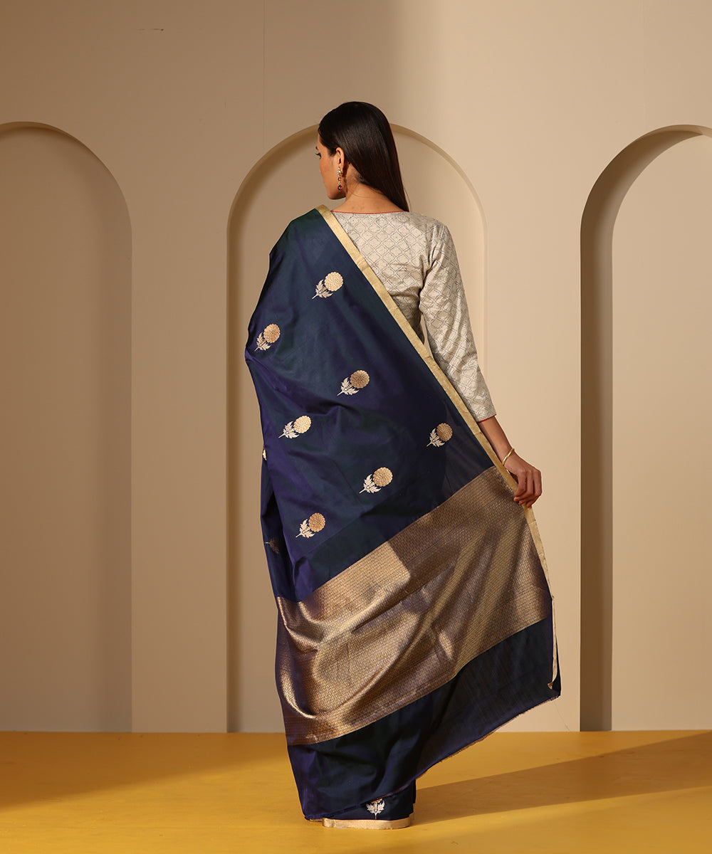 Blue_Handloom_Pure_Satin_Silk_Banarasi_Saree_With_Kadhwa_Boota_WeaverStory_03