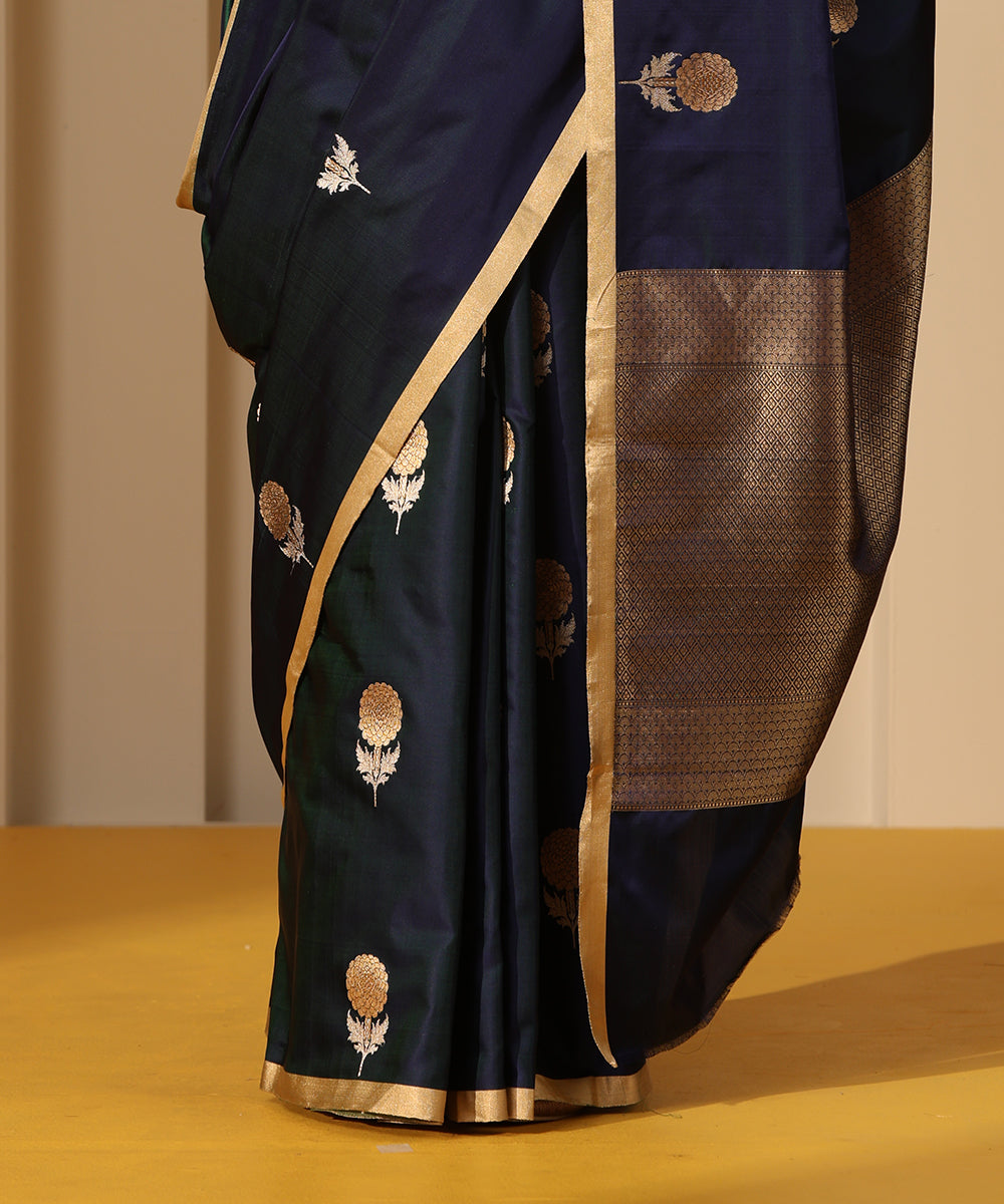 Blue_Handloom_Pure_Satin_Silk_Banarasi_Saree_With_Kadhwa_Boota_WeaverStory_04