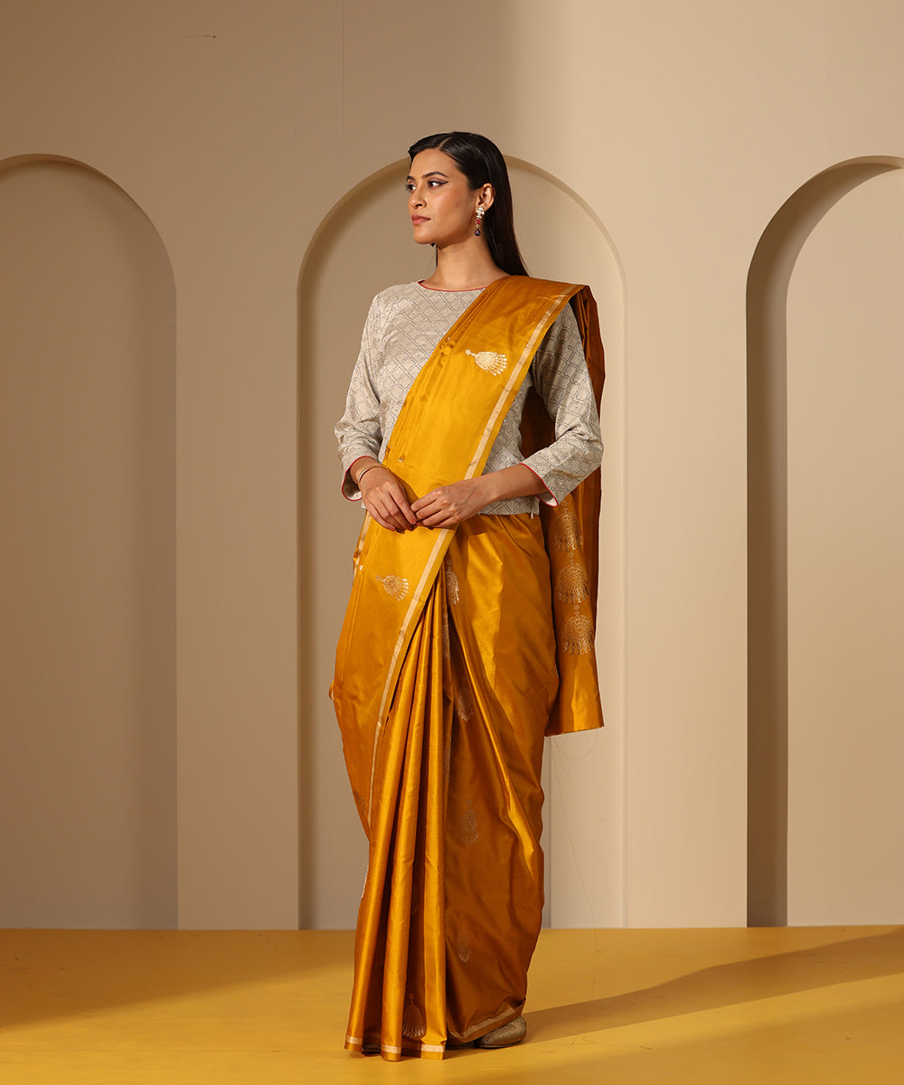 Handloom_Mustard_Pure_Satin_Silk_Banarasi_Saree_With_Kadhwa_Boota_WeaverStory_02