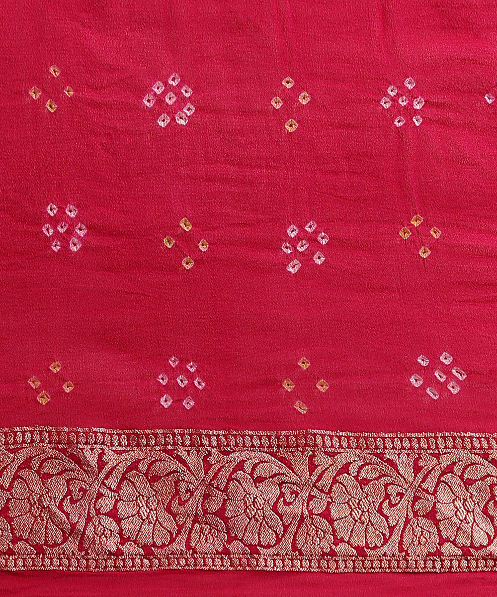 Pink_Handloom_Pure_Georgette_Banarasi_Bandhej_Saree_With_Cutwork_Weave_WeaverStory_05