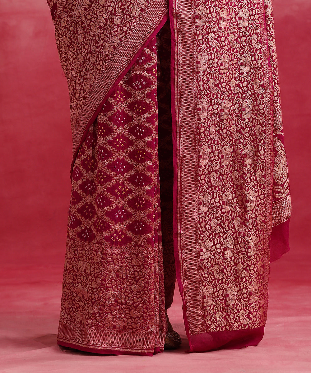 Purple_Handloom_Pure_Georgette_Banarasi_Bandhej_Saree_With_Cutwork_Weave_WeaverStory_04