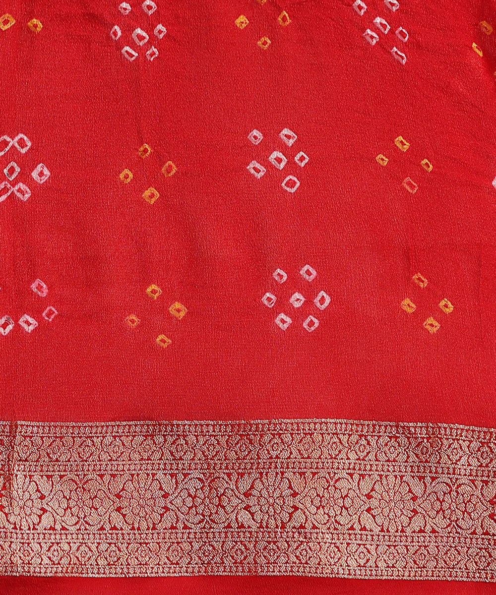Red_Handloom_Pure_Georgette_Banarasi_Bandhej_Saree_WeaverStory_05