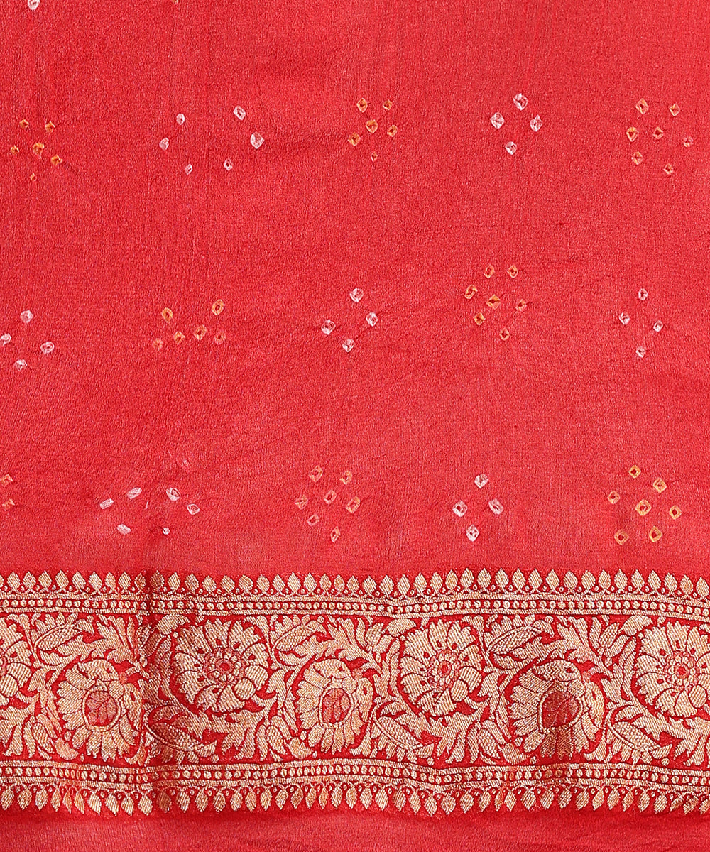 Red_Handloom_Pure_Georgette_Banarasi_Bandhej_Saree_With_Cutwork_Weave_WeaverStory_05