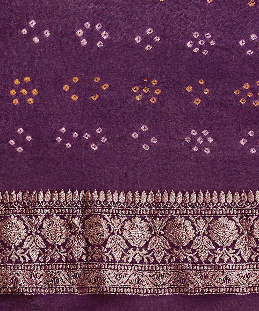 Handloom_Majenta_And_Purple_Ombre_Dyed_Pure_Georgette_Banarasi_Bandhej_Saree_WeaverStory_05