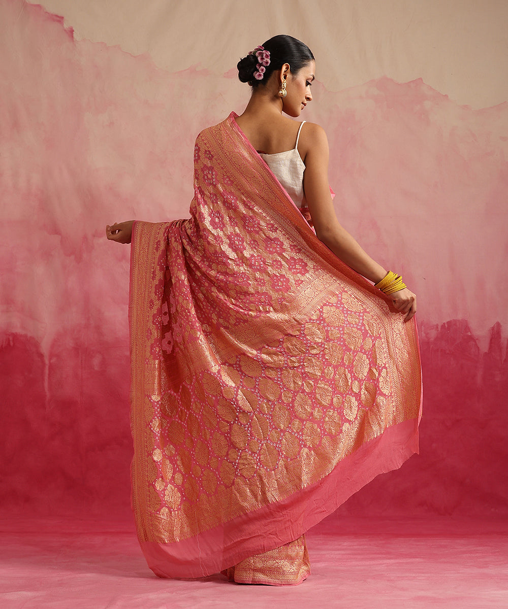 Light_Pink_Handloom_Pure_Georgette_Banarasi_Bandhej_Saree_WeaverStory_03