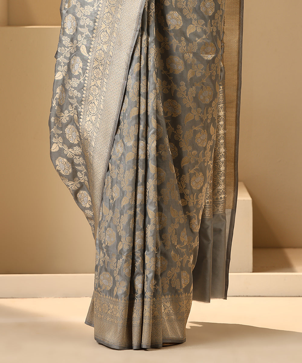Grey_Handloom_Pure_Katan_Silk_Banarasi_Saree_With_Sona_Rupa_Zari_Jaal_WeaverStory_04