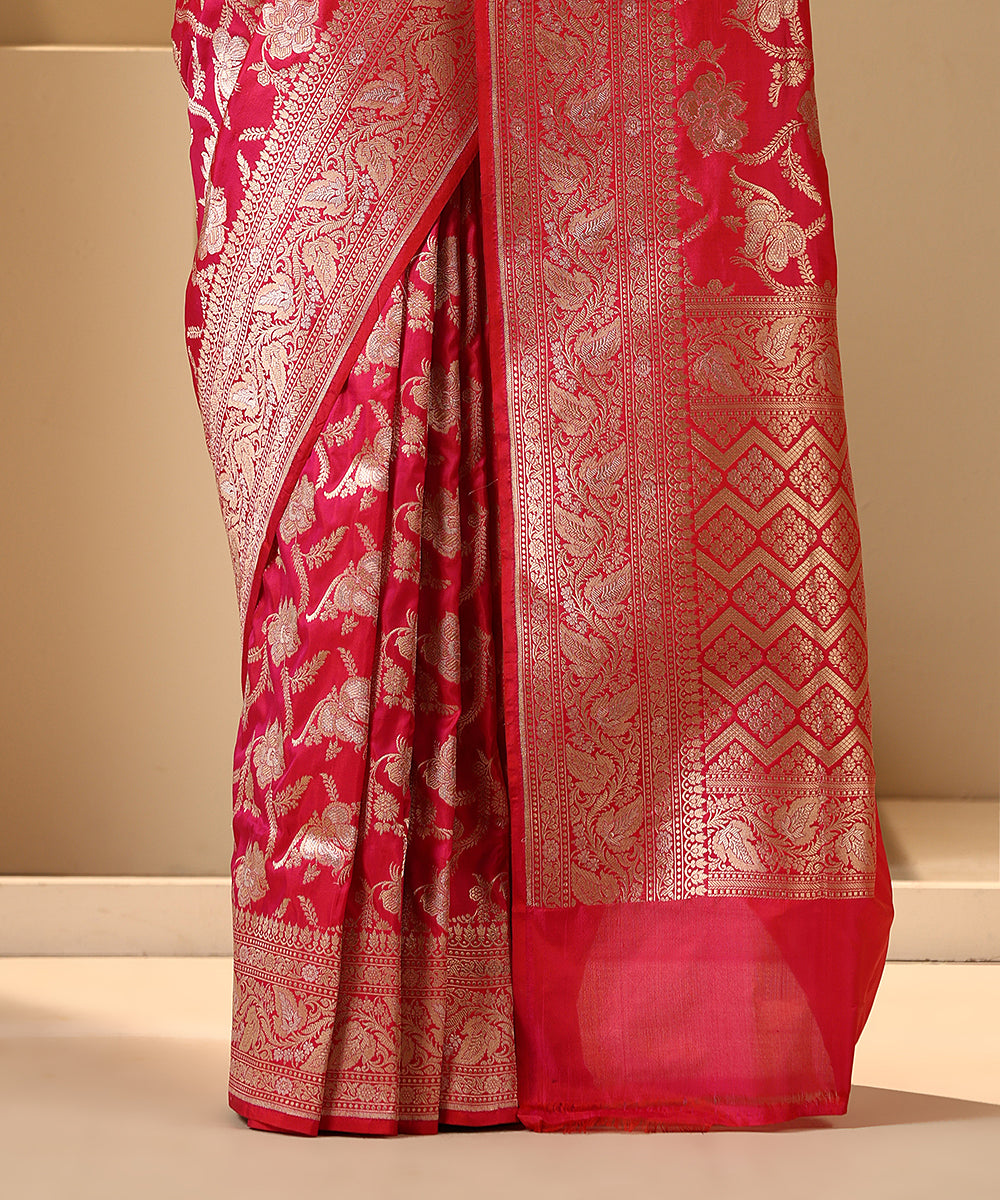 Hot_Pink_Handloom_Pure_Katan_Silk_Banarasi_Saree_With_Allover_Jaal_WeaverStory_04