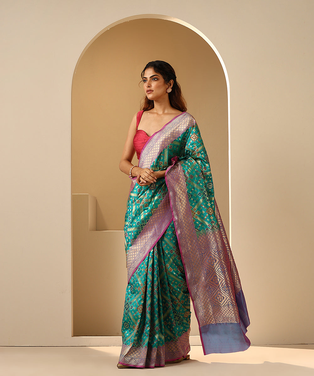 Handloom_Teal_Pure_Katan_Silk_Banarasi_Patola_Saree_With_Meenakari_WeaverStory_02