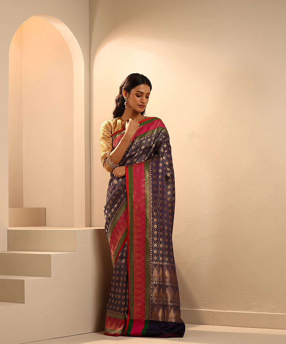 Purple_Handloom_Mashroo_Silk_Tanchoi_Banarasi_Saree_With_Contrast_Border_WeaverStory_02