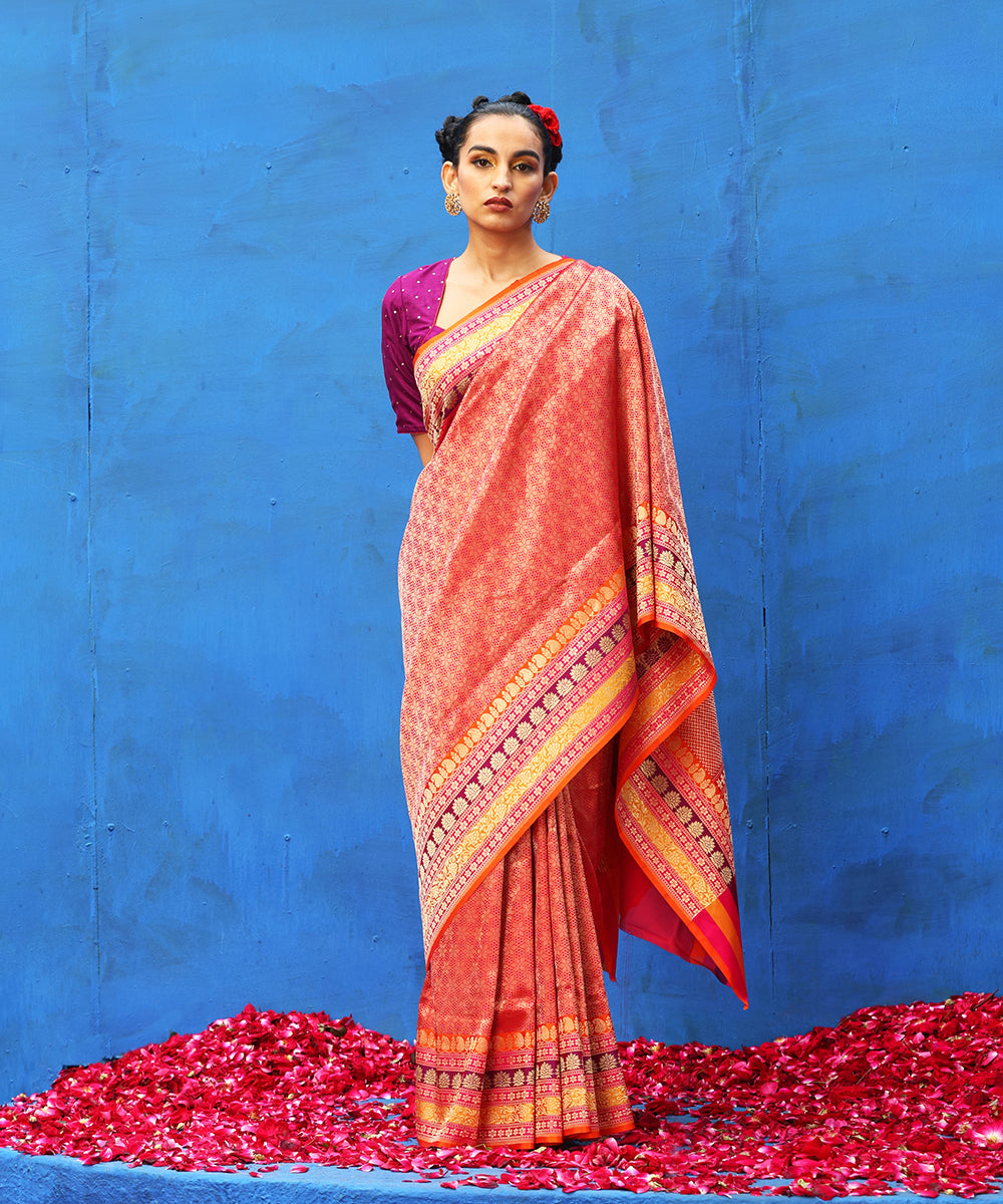 Red_Handloom_Pure_Katan_Silk_Zari_Wasket_Banarasi_Saree_With_Blue_Meenakari_WeaverStory_02