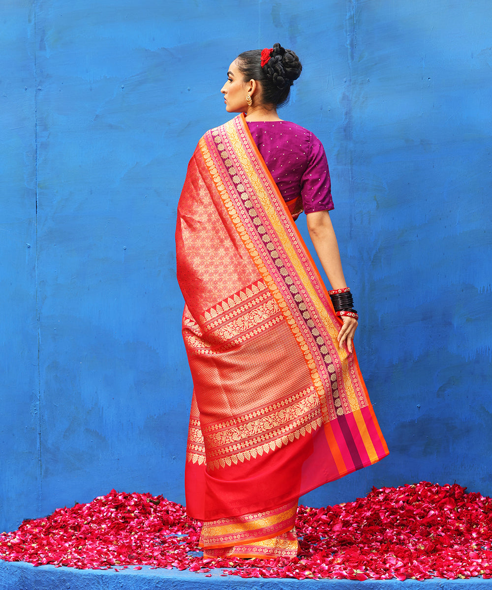 Red_Handloom_Pure_Katan_Silk_Zari_Wasket_Banarasi_Saree_With_Blue_Meenakari_WeaverStory_03