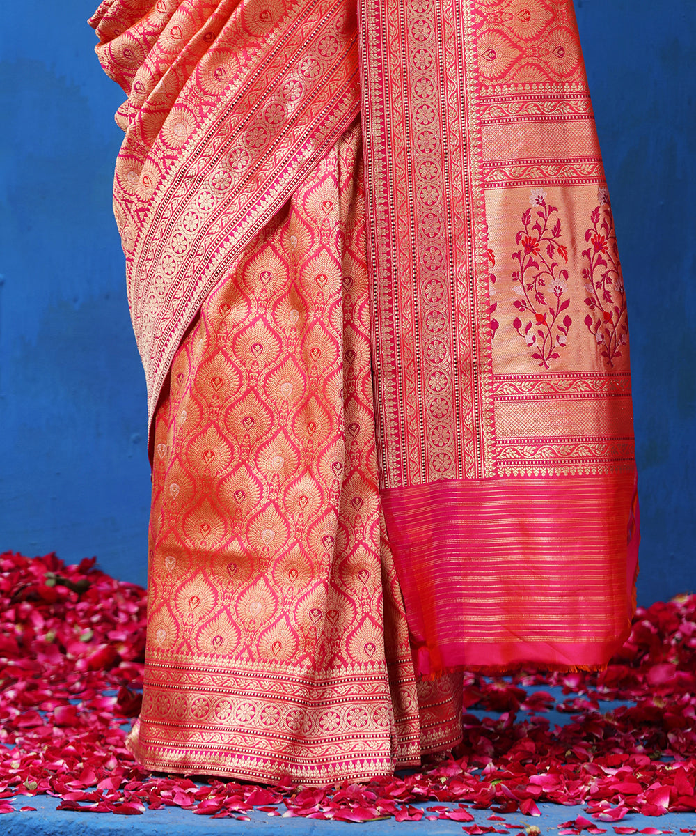 Red_Handloom_Pure_Katan_Silk_Zari_Wasket_Banarasi_Saree_With_Blue_Meenakari_WeaverStory_04