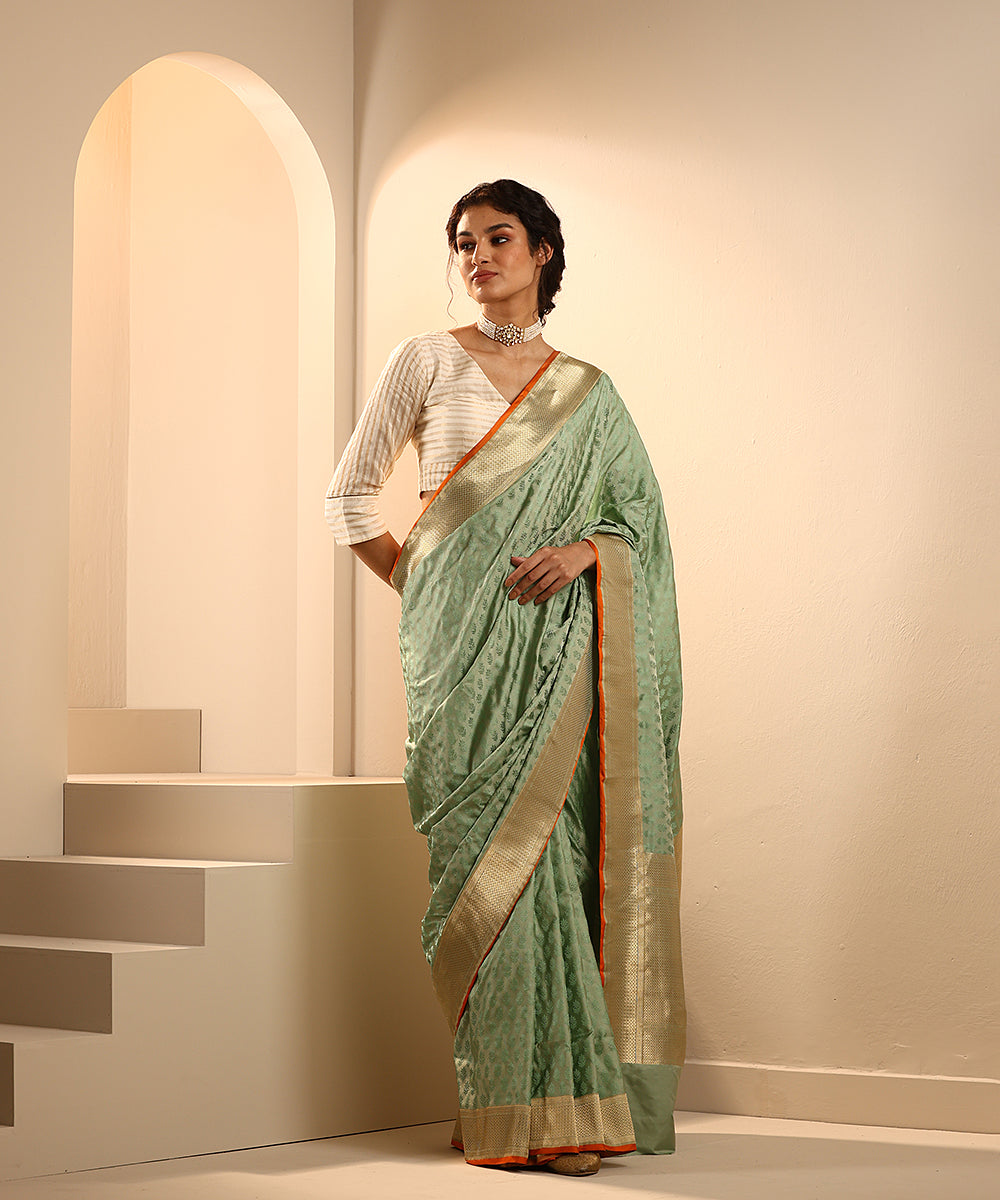 Sage_Green_Handloom_Pure_Mashroo_Silk_Tanchoi_Banarasi_Saree_With_Kadhwa_Zari_Border_WeaverStory_02