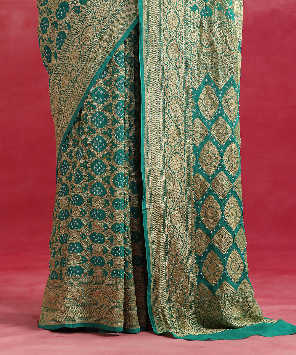 Aqua_Handloom_Pure_Georgette_Banarasi_Bandhej_Saree_With_Cutwork_Weave_WeaverStory_04