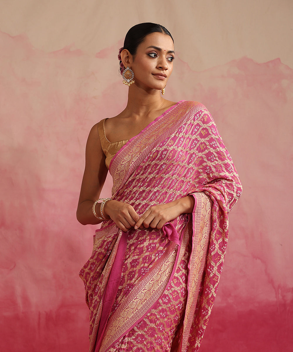 Dusty_Pink_Handloom_Pure_Georgette_Banarasi_Bandhej_Saree_WeaverStory_01