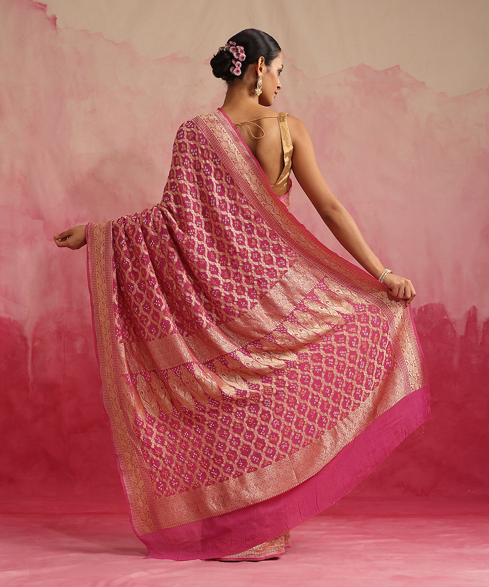 Dusty_Pink_Handloom_Pure_Georgette_Banarasi_Bandhej_Saree_WeaverStory_03