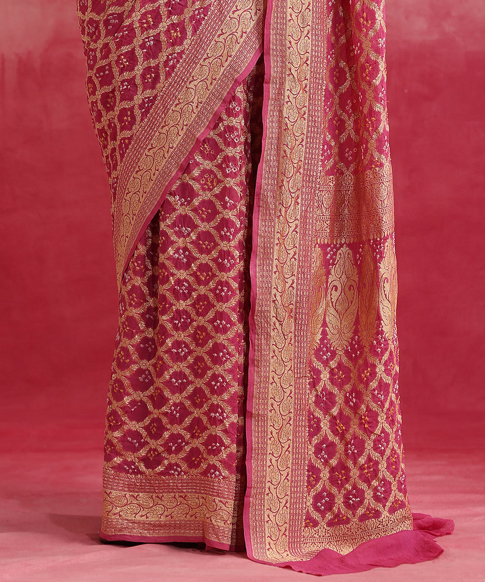 Dusty_Pink_Handloom_Pure_Georgette_Banarasi_Bandhej_Saree_WeaverStory_04