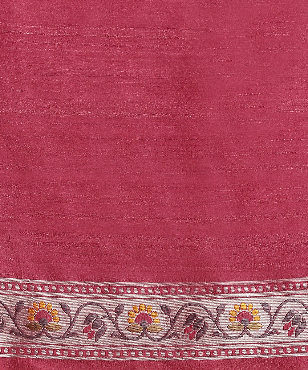 Handloom_Teal_And_Pink_Pure_Tusser_Georgette_Banarasi_Saree_With_Multicolour_Floral_Border_And_Bootis_WeaverStory_06