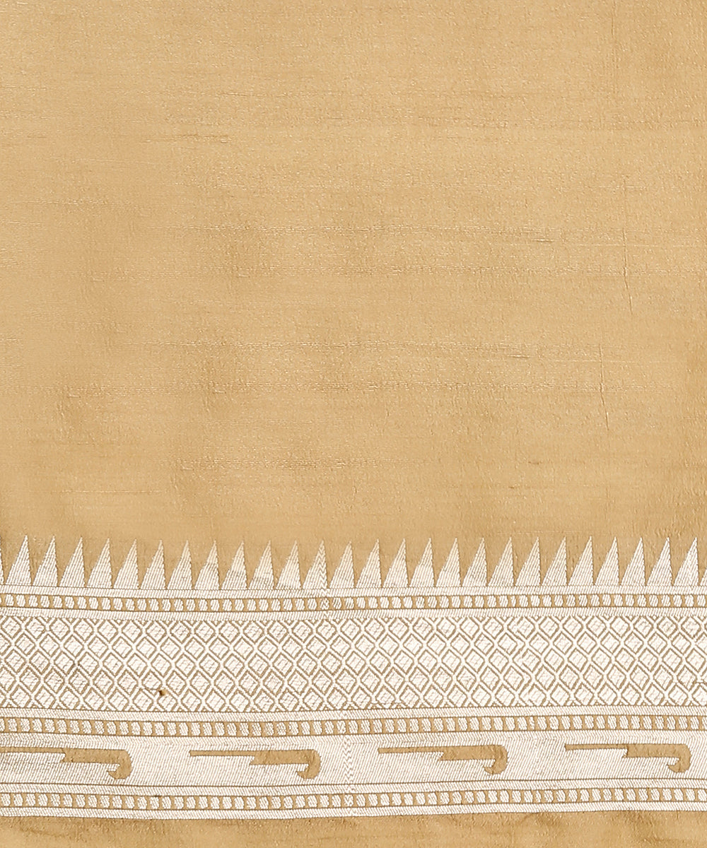 Handloom_Dark_Beige_Pure_Tusser_Georgette_Banarasi_Saree_With_Multicolour_Cutwork_Booti_And_Zari_Border_WeaverStory_06